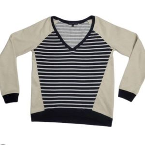 Black, White & Cream Striped Sweatshirt
